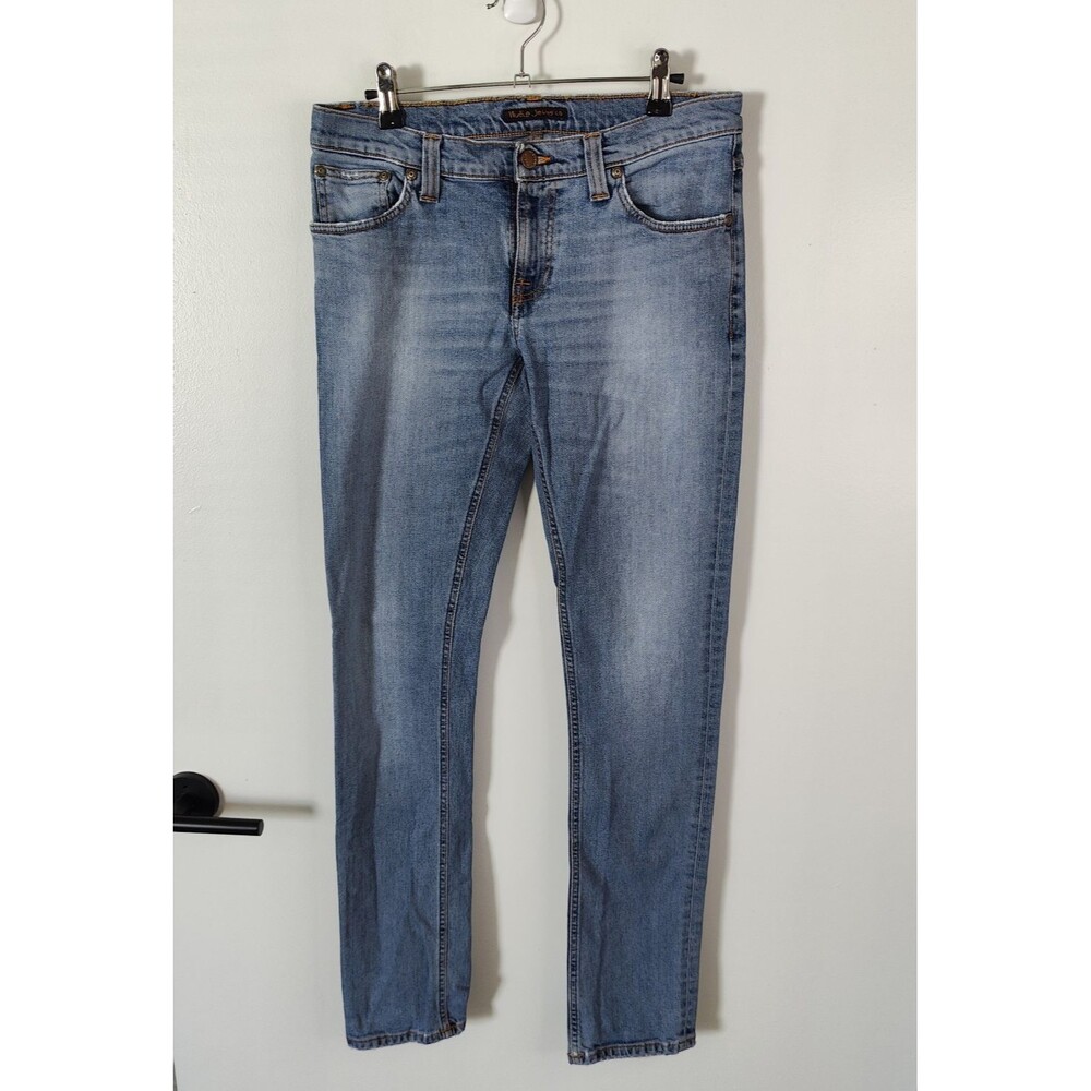Nudie Jeans Long Johns Size 30x31 (Tag 30x32) Slim Taper Leg Light Wash Italy
